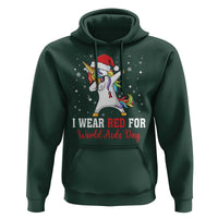 I Wear Red For World AIDS Day Hoodie Santa Unicorn Dabbing Christmas Gift - Wonder Print Shop