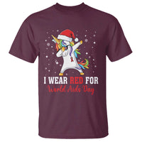 I Wear Red For World AIDS Day T Shirt Santa Unicorn Dabbing Christmas Gift - Wonder Print Shop
