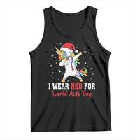 I Wear Red For World AIDS Day Tank Top Santa Unicorn Dabbing Christmas Gift - Wonder Print Shop