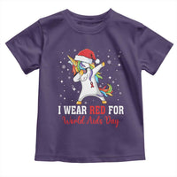 I Wear Red For World AIDS Day Toddler T Shirt Santa Unicorn Dabbing Christmas Gift - Wonder Print Shop