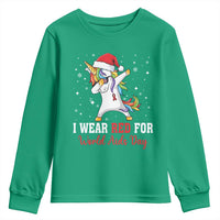 I Wear Red For World AIDS Day Youth Sweatshirt Santa Unicorn Dabbing Christmas Gift - Wonder Print Shop