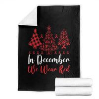 In December We Wear Red Throw Blanket HIV Awareness Christmas Ribbon Tree Gift - Wonder Print Shop