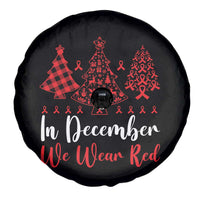 In December We Wear Red Spare Tire Cover HIV Awareness Christmas Ribbon Tree Gift - Wonder Print Shop