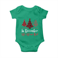 In December We Wear Red Baby Onesie HIV Awareness Christmas Ribbon Tree Gift - Wonder Print Shop