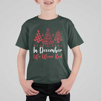 In December We Wear Red T Shirt For Kid HIV Awareness Christmas Ribbon Tree Gift - Wonder Print Shop