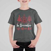 In December We Wear Red T Shirt For Kid HIV Awareness Christmas Ribbon Tree Gift - Wonder Print Shop
