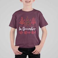 In December We Wear Red T Shirt For Kid HIV Awareness Christmas Ribbon Tree Gift - Wonder Print Shop