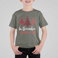 In December We Wear Red T Shirt For Kid HIV Awareness Christmas Ribbon Tree Gift - Wonder Print Shop