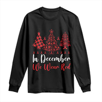 In December We Wear Red Long Sleeve Shirt HIV Awareness Christmas Ribbon Tree Gift - Wonder Print Shop