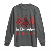 In December We Wear Red Long Sleeve Shirt HIV Awareness Christmas Ribbon Tree Gift - Wonder Print Shop