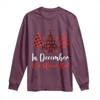 In December We Wear Red Long Sleeve Shirt HIV Awareness Christmas Ribbon Tree Gift - Wonder Print Shop
