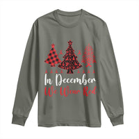 In December We Wear Red Long Sleeve Shirt HIV Awareness Christmas Ribbon Tree Gift - Wonder Print Shop
