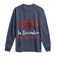 In December We Wear Red Long Sleeve Shirt HIV Awareness Christmas Ribbon Tree Gift - Wonder Print Shop