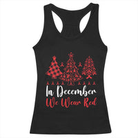 In December We Wear Red Racerback Tank Top HIV Awareness Christmas Ribbon Tree Gift - Wonder Print Shop