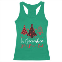 In December We Wear Red Racerback Tank Top HIV Awareness Christmas Ribbon Tree Gift - Wonder Print Shop