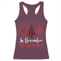 In December We Wear Red Racerback Tank Top HIV Awareness Christmas Ribbon Tree Gift - Wonder Print Shop