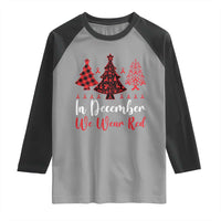 In December We Wear Red Raglan Shirt HIV Awareness Christmas Ribbon Tree Gift - Wonder Print Shop