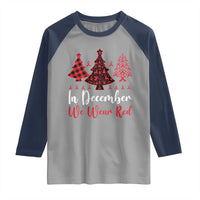 In December We Wear Red Raglan Shirt HIV Awareness Christmas Ribbon Tree Gift - Wonder Print Shop