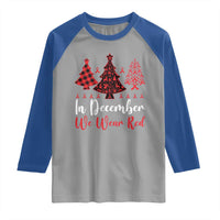 In December We Wear Red Raglan Shirt HIV Awareness Christmas Ribbon Tree Gift - Wonder Print Shop