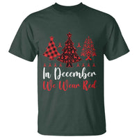 In December We Wear Red T Shirt HIV Awareness Christmas Ribbon Tree Gift - Wonder Print Shop