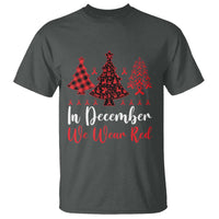 In December We Wear Red T Shirt HIV Awareness Christmas Ribbon Tree Gift - Wonder Print Shop