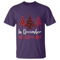 In December We Wear Red T Shirt HIV Awareness Christmas Ribbon Tree Gift - Wonder Print Shop