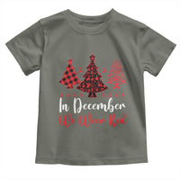 In December We Wear Red Toddler T Shirt HIV Awareness Christmas Ribbon Tree Gift - Wonder Print Shop