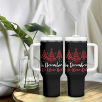 In December We Wear Red Tumbler With Handle HIV Awareness Christmas Ribbon Tree Gift - Wonder Print Shop