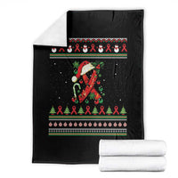 Santa Red Ribbon HIV Awareness Throw Blanket Ugly Sweater Christmas Gift - Wonder Print Shop