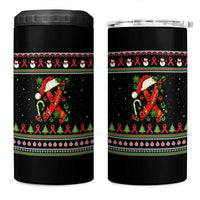 Santa Red Ribbon HIV Awareness 4 in 1 Can Cooler Tumbler Ugly Sweater Christmas Gift - Wonder Print Shop