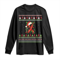 Santa Red Ribbon HIV Awareness Long Sleeve Shirt Ugly Sweater Christmas Gift - Wonder Print Shop