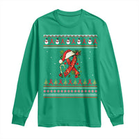 Santa Red Ribbon HIV Awareness Long Sleeve Shirt Ugly Sweater Christmas Gift - Wonder Print Shop