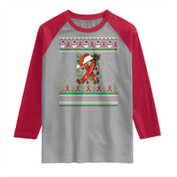 Santa Red Ribbon HIV Awareness Raglan Shirt Ugly Sweater Christmas Gift - Wonder Print Shop