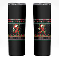 Santa Red Ribbon HIV Awareness Skinny Tumbler Ugly Sweater Christmas Gift - Wonder Print Shop