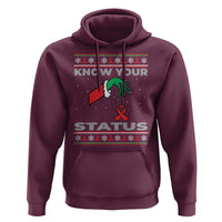 Funny Know Your Status Green Hand Hoodie Red Ribbon HIV Ugly Sweater Gift - Wonder Print Shop
