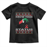 Funny Know Your Status Green Hand Toddler T Shirt Red Ribbon HIV Ugly Sweater Gift - Wonder Print Shop