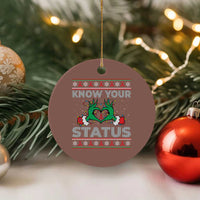 Know Your Status HIV Awareness Gift Ceramic Ornament Ugly Sweater Green Hand Red Ribbon - Wonder Print Shop