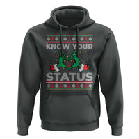 Know Your Status HIV Awareness Gift Hoodie Ugly Sweater Green Hand Red Ribbon - Wonder Print Shop