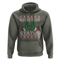 Know Your Status HIV Awareness Gift Hoodie Ugly Sweater Green Hand Red Ribbon - Wonder Print Shop