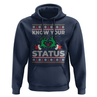 Know Your Status HIV Awareness Gift Hoodie Ugly Sweater Green Hand Red Ribbon - Wonder Print Shop