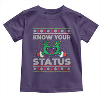 Know Your Status HIV Awareness Gift Toddler T Shirt Ugly Sweater Green Hand Red Ribbon - Wonder Print Shop
