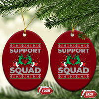 Support Squad HIV Awareness Gift Ceramic Ornament Green Hand Red Ribbon Ugly Sweater Xmas Gift - Wonder Print Shop