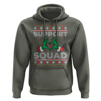 Support Squad HIV Awareness Gift Hoodie Green Hand Red Ribbon Ugly Sweater Christmas Gift - Wonder Print Shop