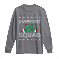 Support Squad HIV Awareness Gift Long Sleeve Shirt Green Hand Red Ribbon Ugly Sweater Christmas Gift - Wonder Print Shop