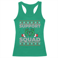 Support Squad HIV Awareness Gift Racerback Tank Top Green Hand Red Ribbon Ugly Sweater Christmas Gift - Wonder Print Shop