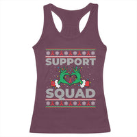 Support Squad HIV Awareness Gift Racerback Tank Top Green Hand Red Ribbon Ugly Sweater Christmas Gift - Wonder Print Shop