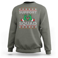 Support Squad HIV Awareness Gift Sweatshirt Green Hand Red Ribbon Ugly Sweater Christmas Gift - Wonder Print Shop