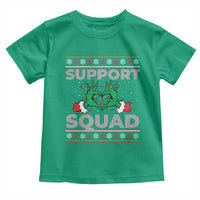 Support Squad HIV Awareness Gift Toddler T Shirt Green Hand Red Ribbon Ugly Sweater Christmas Gift - Wonder Print Shop