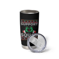 Support Squad HIV Awareness Gift Tumbler Cup Green Hand Red Ribbon Ugly Sweater Christmas Gift - Wonder Print Shop