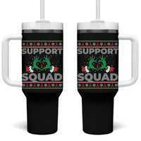 Support Squad HIV Awareness Gift Tumbler With Handle Green Hand Red Ribbon Ugly Sweater Christmas Gift - Wonder Print Shop